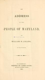 Cover of: An address to the people of Maryland. by Collins, William Handy