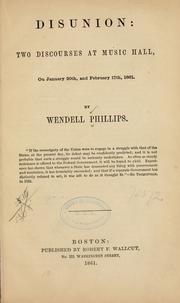 Cover of: Disunion by Phillips, Wendell