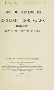 Cover of: List of catalogues of English book sales, 1676-1900: now in the British museum.