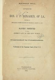 Cover of: Kansas bill. by J. P. Benjamin
