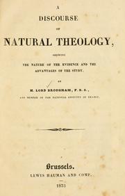 Cover of: A discourse of natural theology by Brougham, H. Lord Baron