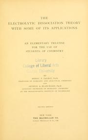 Cover of: The electrolytic dissociation theory by Henry Paul Talbot, Henry Paul Talbot