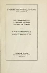 Cover of: Proceedings by Evanston Historical Society (Ill.)