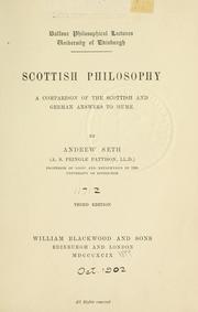 Cover of: Scottish philosophy by Seth Pringle-Pattison, A.