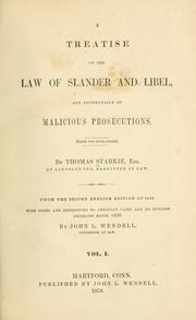 Cover of: A treatise on the law of slander and libel by Starkie, Thomas