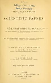 Cover of: Miscellaneous scientific papers by William John Macquorn Rankine, William John Macquorn Rankine