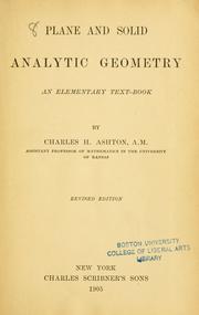 Cover of: Plane and solid analytic geometry by Charles H. Ashton, Charles H. Ashton