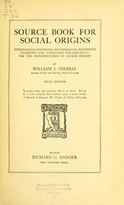 Cover of: Source book for social origins by William Isaac Thomas