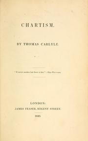 Cover of: Chartism. by Thomas Carlyle