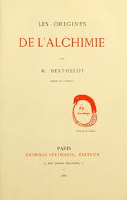 Cover of: Les origines de l'alchemie by M. Berthelot