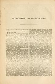 Cover of: The Constitution and the Union.