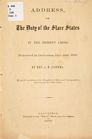 Cover of: Address, on the duty of the slave states in the present crisis