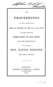 Cover of: The proceedings of two meetings by Boston (Mass.). Webster Meetings, July, 1852.