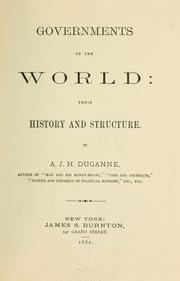Cover of: Governments of the world by A. J. H. Duganne