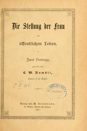 Cover of: Stellung der Frau im ©·offentlichen Leben: zwei Vortr©·age