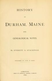 Cover of: History of Durham, Maine by Everett Schermerhorn Stackpole