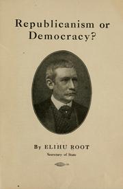 Cover of: Republicanism or democracy?