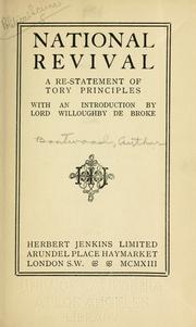 Cover of: National revival, a restatement of Tory principles. by Arthur Boutwood