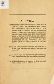 Cover of: A review of President Wilson's administration