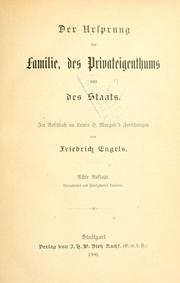 Cover of: Der Ursprung der Familie, des Privateigenthums und des Staats by Friedrich Engels
