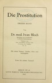 Cover of: Die Prostitution. by Iwan Bloch, Iwan Bloch