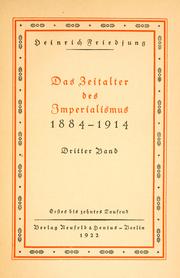 Cover of: Das Zeitalter des Imperialismus, 1884-1914. by Friedjung, Heinrich, Friedjung, Heinrich