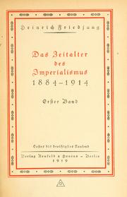 Cover of: Das Zeitalter des Imperialismus, 1884-1914. by Friedjung, Heinrich