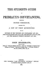 Cover of: The student's guide to Prideaux's Conveyancing by John Indermaur