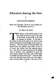 Cover of: Education among the Jews from the earliest times to the end of the Talmudic period, 500 A.D.