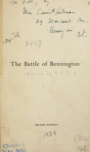 Cover of: The battle of Bennington. by British Academy of Fencing.
