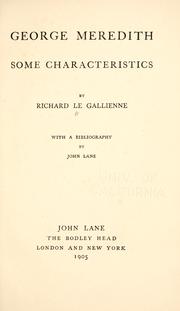 Cover of: George Meredith by Richard Le Gallienne