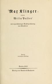 Cover of: Max Klinger by Willy Pastor