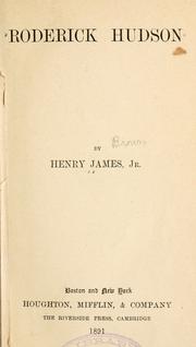 Cover of: Roderick Hudson. By Henry James, jr. by Henry James