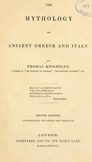 Cover of: The mythology of ancient Greece and Italy. by Keightley, Thomas