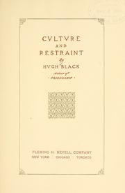 Cover of: Culture and restraint.