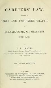 Cover of: Carriers' law by E. B. Ivatts