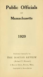 Cover of: Public officials of Massachusetts. by 