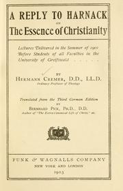 Cover of: A reply to Harnack on the essence of Christianity by Hermann Cremer