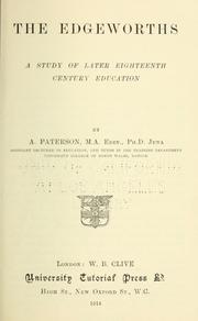 Cover of: The Edgeworths: a study of later eighteenth century education