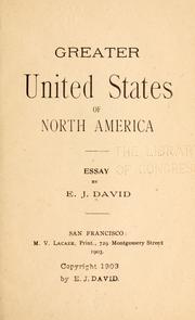 Cover of: Greater United States of North America by Etienne Joseph David