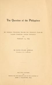Cover of: The question of the Philippines by David Starr Jordan