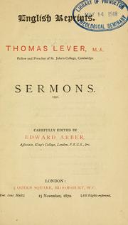 Cover of: Sermons, 1550 by Thomas Lever