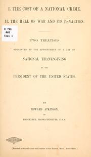 Cover of: I. The cost of a national crime.: II.