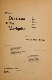 Cover of: Miss Devereux of the Mariquita by Savage, Richard