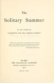 Cover of: The solitary summer by Elizabeth