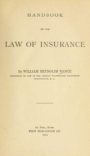 Handbook of the law of insurance by William Reynolds Vance