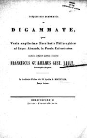 Cover of: De diagmmate by Franciscus Guilielmus Gust. Hjelt.