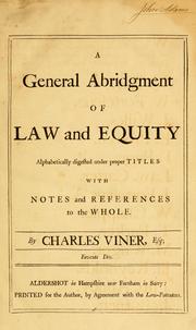 Cover of: A general abridgment of law and equity by Charles Viner