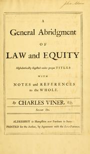 Cover of: A general abridgment of law and equity by Charles Viner