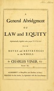 Cover of: A general abridgment of law and equity by Charles Viner